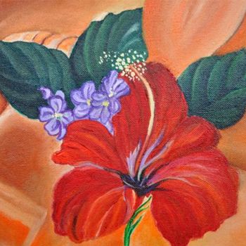 Painting titled "Flores" by Marta Moschiar, Original Artwork, Oil