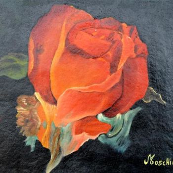 Painting titled "Rosas" by Marta Moschiar, Original Artwork, Oil