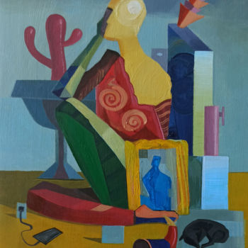 Malerei mit dem Titel "At home-1" von Marta Shmatava, Original-Kunstwerk, Acryl Auf Keilrahmen aus Holz montiert
