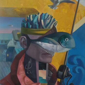 Peinture intitulée "Fisherman" par Marta Shmatava, Œuvre d'art originale, Huile Monté sur Châssis en bois