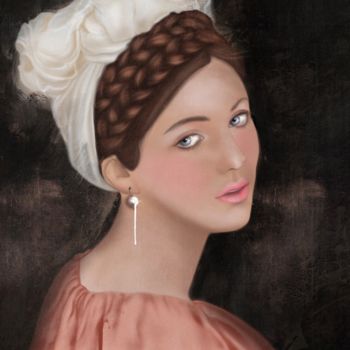 Arte digital titulada "“Girl with pearl-ne…" por Marta Vidiari, Obra de arte original, Pintura Digital