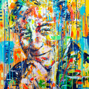 Painting titled "Tony Bennett" by Marta Zawadzka, Original Artwork, Acrylic Mounted on Wood Stretcher frame