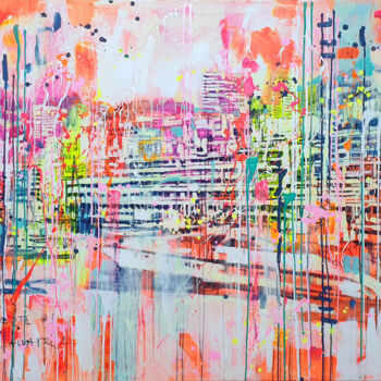 Картина под названием "Monaco, Port Hercul…" - Marta Zawadzka, Подлинное произведение искусства, Акрил Установлен на Деревян…