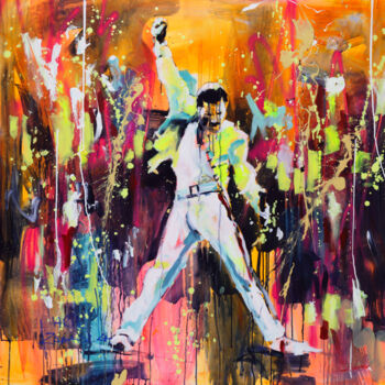 Painting titled "Freddie" by Marta Zawadzka, Original Artwork, Acrylic Mounted on Wood Stretcher frame