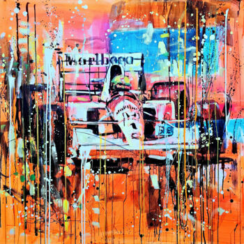 Painting titled "Senna - McLaren" by Marta Zawadzka, Original Artwork, Acrylic Mounted on Wood Stretcher frame