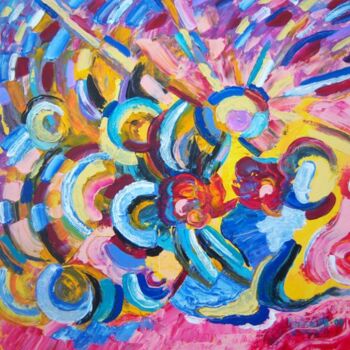 Peinture intitulée "Deux fleurs au sole…" par Martha Melikian, Œuvre d'art originale