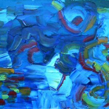 Painting titled "bleu d'ame" by Martha Melikian, Original Artwork