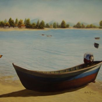 Painting titled ""Pescador de Ilusio…" by Martha Miguez, Original Artwork