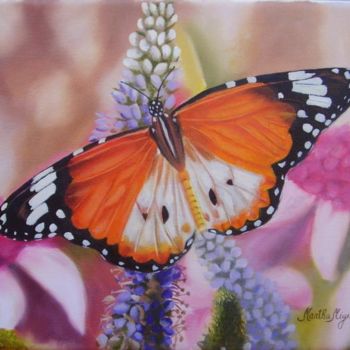 Painting titled "Mi Mariposa Naranja…" by Martha Miguez, Original Artwork, Oil