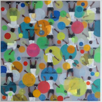 Painting titled "Pile ou face - Pile" by Marthe Kalifa, Original Artwork, Acrylic Mounted on Wood Stretcher frame