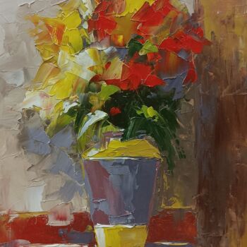 Painting titled "Abstract flowers in…" by Marinko Šarić, Original Artwork, Oil