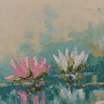 Картина под названием "Water lily flowers 4" - Marinko Šarić, Подлинное произведение искусства, Масло