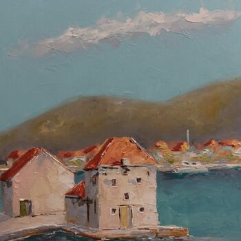 Peinture intitulée "Old village on isla…" par Marinko Šarić, Œuvre d'art originale, Huile