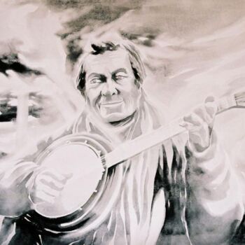 Pintura titulada "le joueur de banjo" por Martial Bidard, Obra de arte original, Acuarela