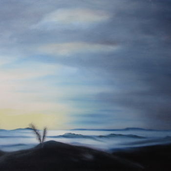 Pintura intitulada "" Crépuscule "" por Martial Dumoulin, Obras de arte originais, Óleo Montado em Armação em madeira