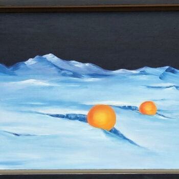 Painting titled "" Coucher de soleil…" by Martial Dumoulin, Original Artwork, Oil Mounted on Wood Panel