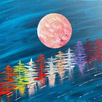 Painting titled "Claire de lune" by Martial Molmy, Original Artwork, Acrylic