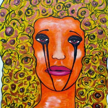 Painting titled "Sad Song Girl" by Martial Roels, Original Artwork, Acrylic
