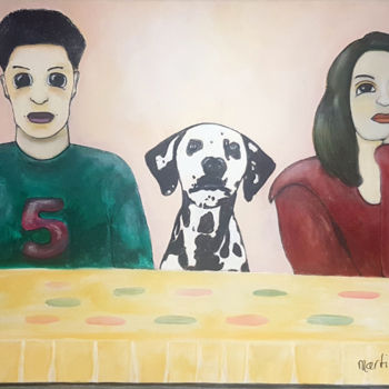 Ζωγραφική με τίτλο "dog's family.jpg" από Martial Roels, Αυθεντικά έργα τέχνης
