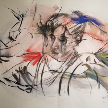 Pintura intitulada "Julieta : la songeu…" por Martial Perrucon, Obras de arte originais, Guache