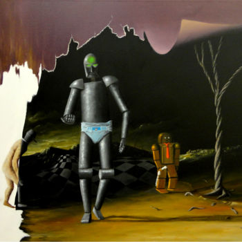 Malerei mit dem Titel "A evolução do ser h…" von Martim Cymbron, Original-Kunstwerk, Öl