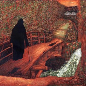 Pittura intitolato "The road to the mon…" da Martin Ashkhatoev, Opera d'arte originale, Acrilico