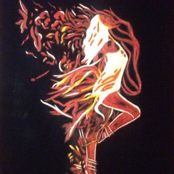 Painting titled "Fire show" by Martin Ashkhatoev, Original Artwork, Acrylic