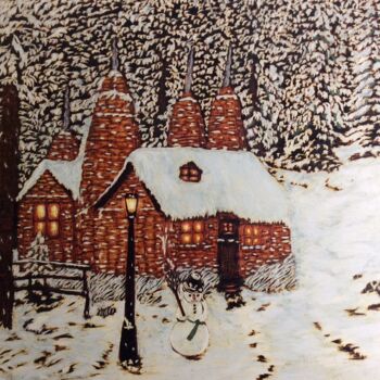 Painting titled "Winter evening" by Martin Ashkhatoev, Original Artwork, Acrylic