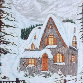 Painting titled "Winter day" by Martin Ashkhatoev, Original Artwork, Acrylic