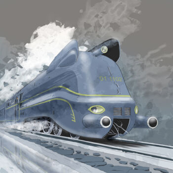 Arte digitale intitolato "Locomotive" da Martin-Freville, Opera d'arte originale, Pittura digitale