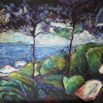 Painting titled "Porquerolles" by Nicolas Martin, Original Artwork, Oil