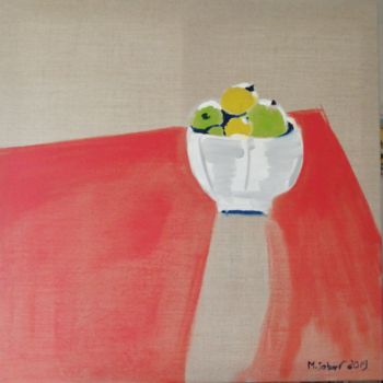 Painting titled "Nature morte aux ci…" by Martin Jobert, Original Artwork, Oil Mounted on Wood Stretcher frame