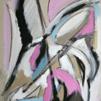 Painting titled "Abstraction rose" by Martin Jobert, Original Artwork, Oil