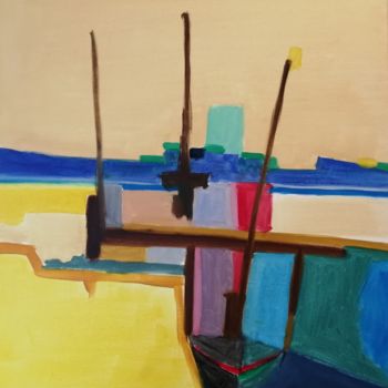 Peinture intitulée "Bateaux" par Martin Jobert, Œuvre d'art originale, Huile