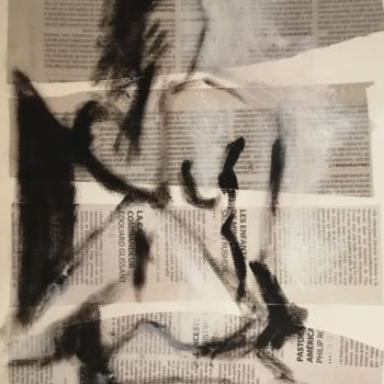 Collages intitolato "Pensive après la le…" da Martin Jobert, Opera d'arte originale, Acrilico