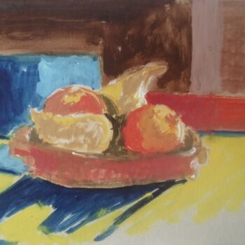 Painting titled "Pommes, poires" by Martin Jobert, Original Artwork, Oil