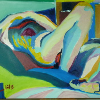 Peinture intitulée "Nu couché de dos" par Martin Jobert, Œuvre d'art originale