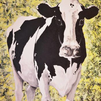 Peinture intitulée "La Vache" par Martin Lapensée, Œuvre d'art originale