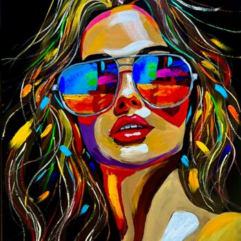 Painting titled "Cali Girl" by Martin Moore, Original Artwork, Acrylic Mounted on Wood Stretcher frame