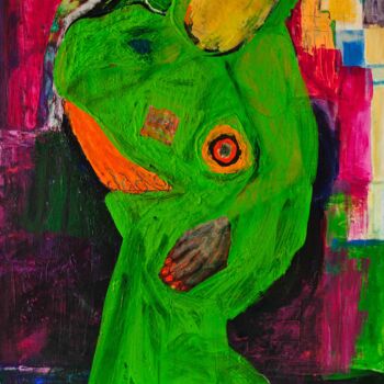 Peinture intitulée "Green Madonna" par Martin Pollak, Œuvre d'art originale, Acrylique Monté sur Châssis en bois
