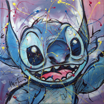 「Stitch」というタイトルの絵画 Martin Street-Artによって, オリジナルのアートワーク, アクリル ウッドストレッチャーフレームにマウント