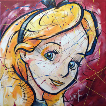「Alice au pays des m…」というタイトルの絵画 Martin Street-Artによって, オリジナルのアートワーク, アクリル ウッドストレッチャーフレームにマウント