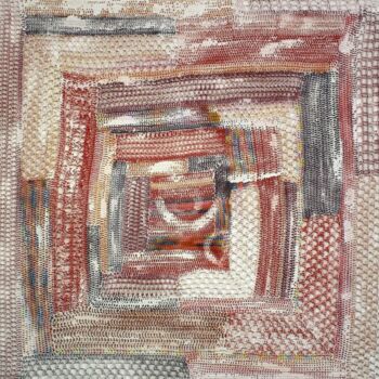 Textilkunst mit dem Titel "la sonrisa de TUI" von Martina Baus, Original-Kunstwerk, Textilfaser Auf Keilrahmen aus Holz mont…