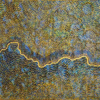 Peinture intitulée "The limne of gold" par Martina Dupont, Œuvre d'art originale, Acrylique Monté sur Châssis en bois