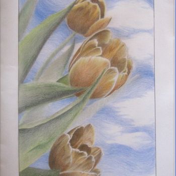 Disegno intitolato "Tulipani al vento" da Martina Purificato, Opera d'arte originale, Altro