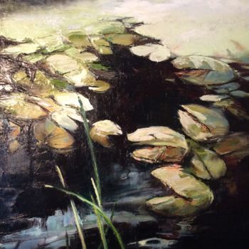 Painting titled "Lilly Pond" by Martine, Original Artwork