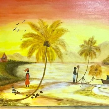 Malerei mit dem Titel "chaleur africaine" von Martine Chalet-Aspert, Original-Kunstwerk, Acryl