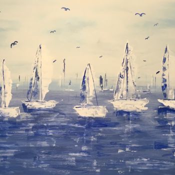 Pintura titulada "la flottille" por Martine Chalet-Aspert, Obra de arte original, Acrílico