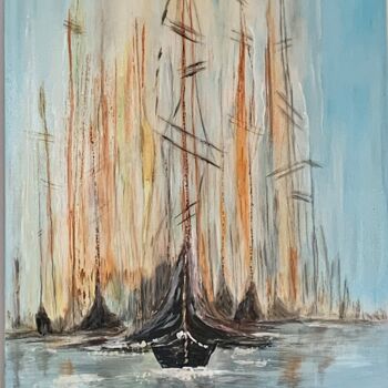 Pittura intitolato "flotte" da Martine Chalet-Aspert, Opera d'arte originale, Acrilico