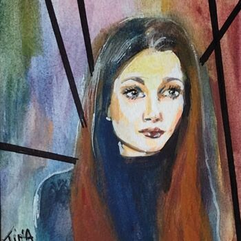 Painting titled "Rubis" by Martine Banacer, Original Artwork, Watercolor
